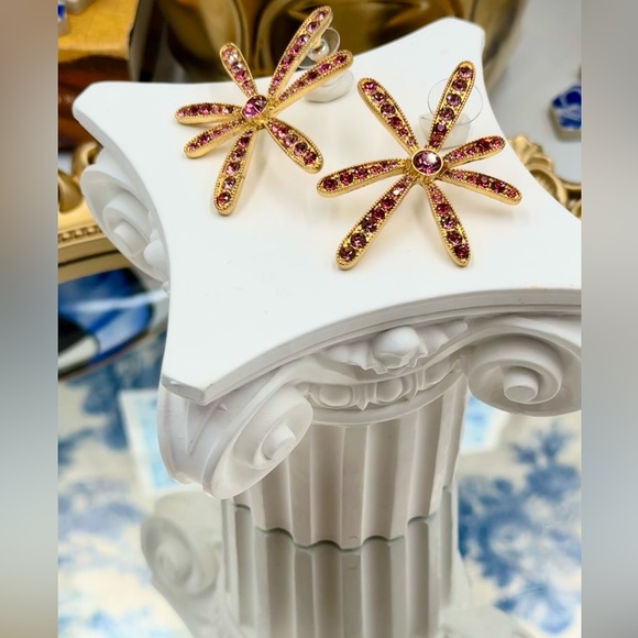 🆕 OSCAR DE LA RENTA 🧿 NWOT Daisy Pave Stud Earrings - Swarovski Crystal Pink - Picture 16 of 16